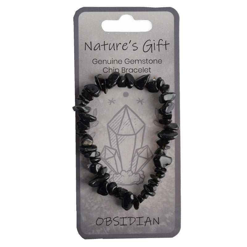 Nature's Gift Gemstone Chip Bracelet - Obsidian