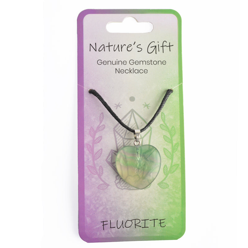 Nature's Gift Gemstone Heart Necklace  - Fluorite