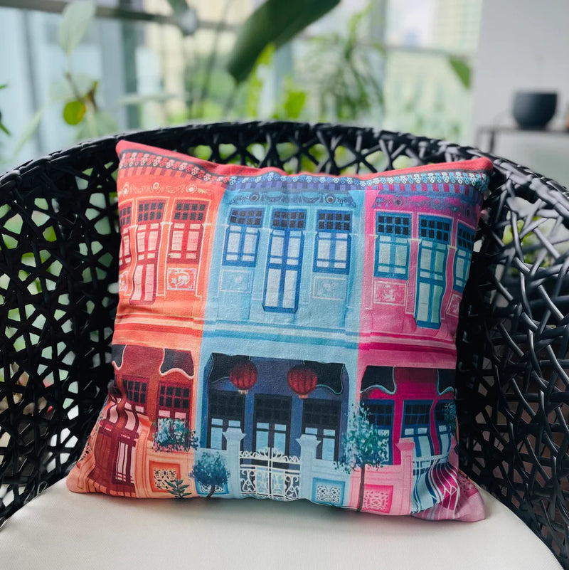 Peranakan Shophouses Cushion Cover