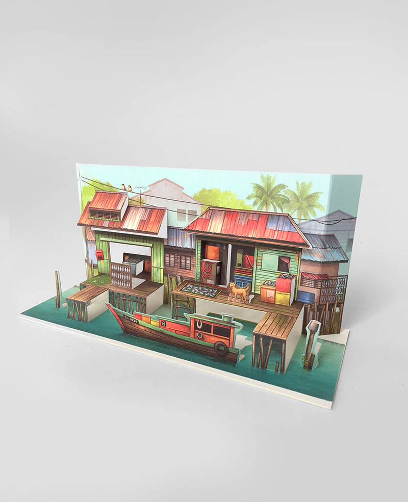 Popup Postcard - The Rhythm of Fishing Village