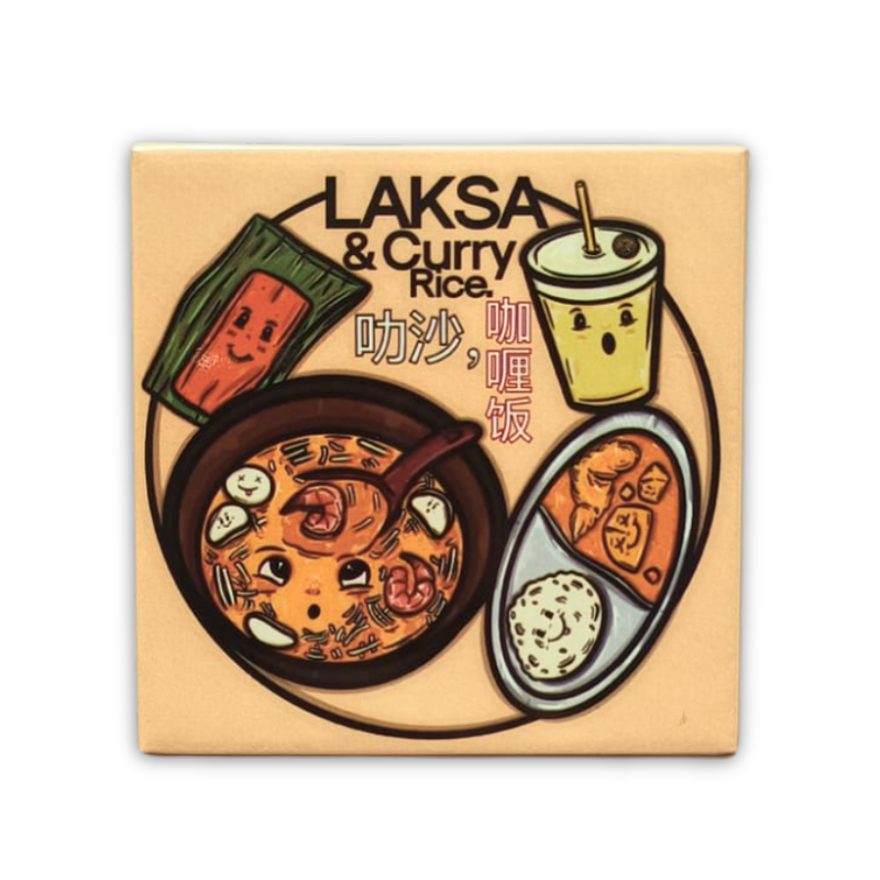 Singapore Makan Time Magnet - Laksa & Curry Rice