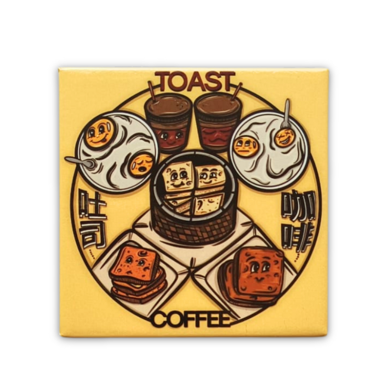 Singapore Makan Time Magnet - Toast & Coffee