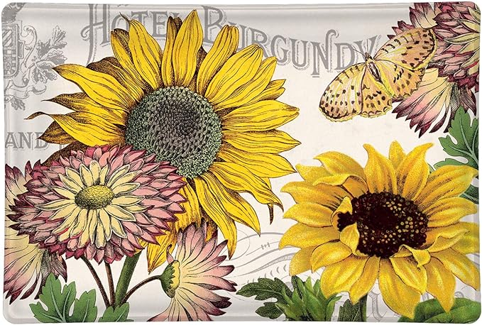 Rectangular Glass Soap Dish - Sunflower