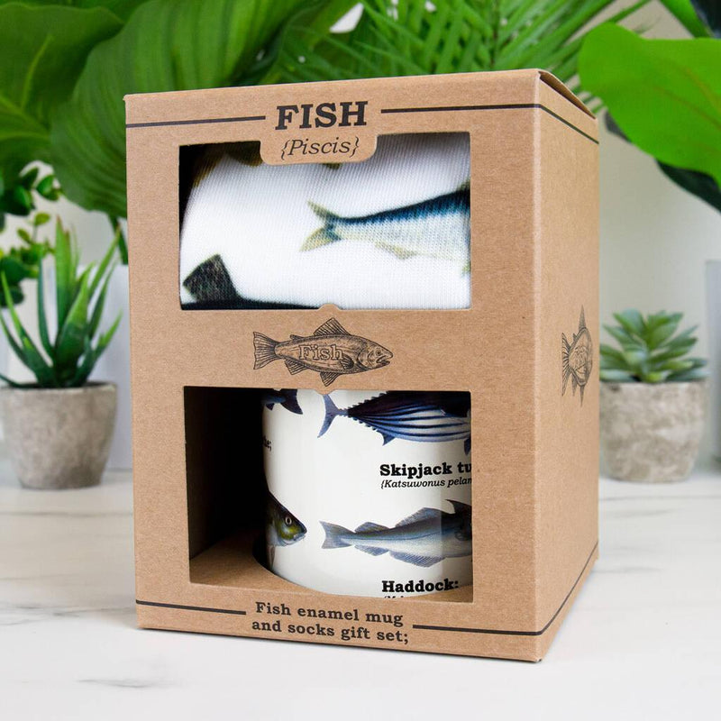 Mug & Socks Gift Set - Fish Enamel