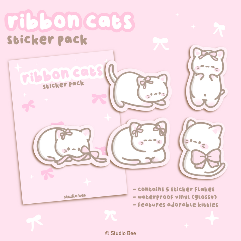 Ribbon Cats Sticker Pack (5 pcs)