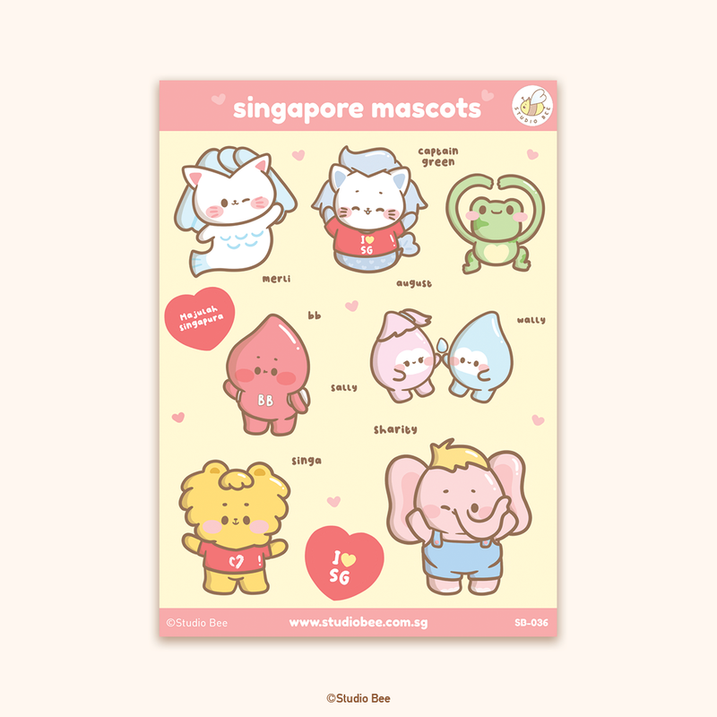 Singapore Mascots Sticker Sheet