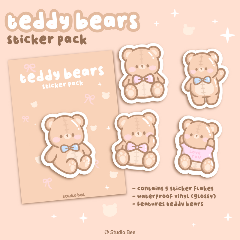 Teddy Bears Sticker Pack (5 pcs)